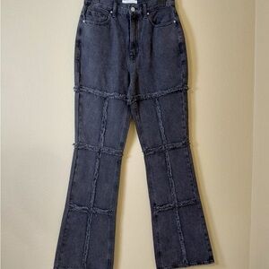 Women’s Dark Gray Frayed Panel Jeans